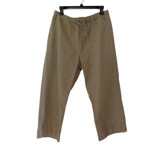 Wild Palms Womens Linen Pants Cropped Lagenlook Light Olive Green Size Large